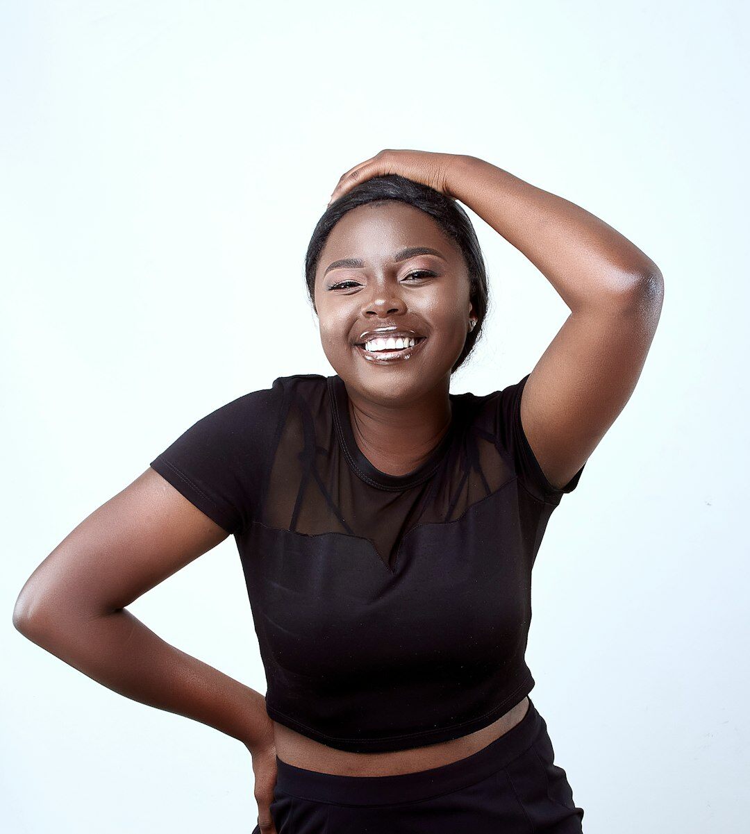 Portrait of a young black woman smiling